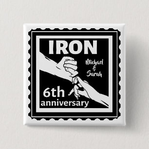 6th wedding anniversary traditional gift iron 15 cm square badge