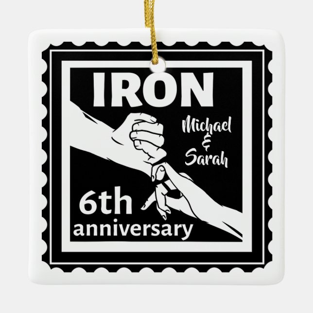 6th wedding anniversary traditional gift iron ceramic ornament (Front)
