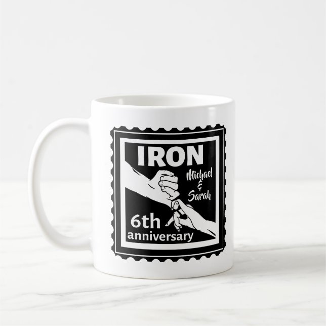 6th wedding anniversary traditional gift iron coffee mug (Left)