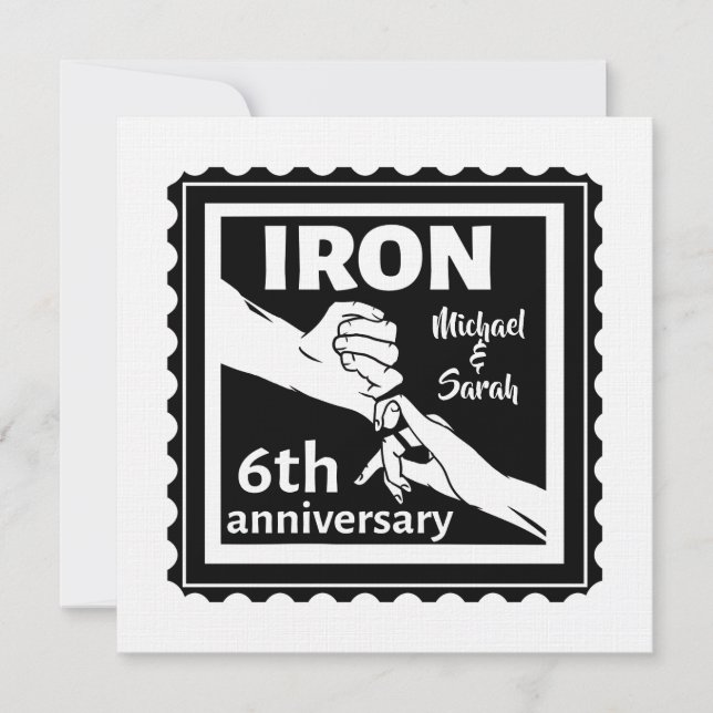 6th wedding anniversary traditional gift iron invitation (Front)