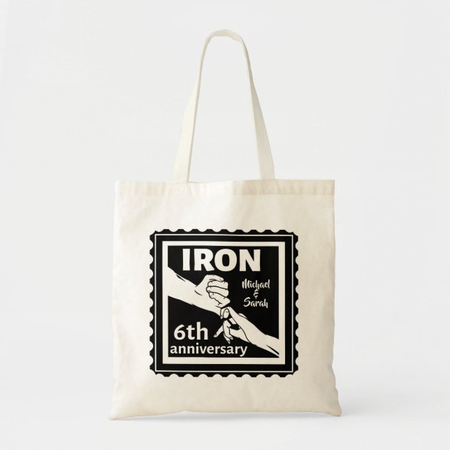 6th wedding anniversary traditional gift iron tote bag (Front)