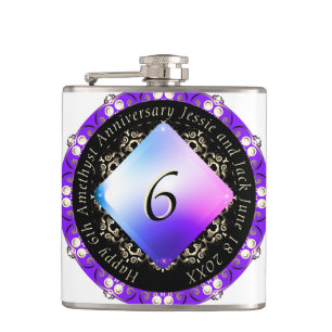 6th Wedding Anniversary Vinyl Wrapped Flask