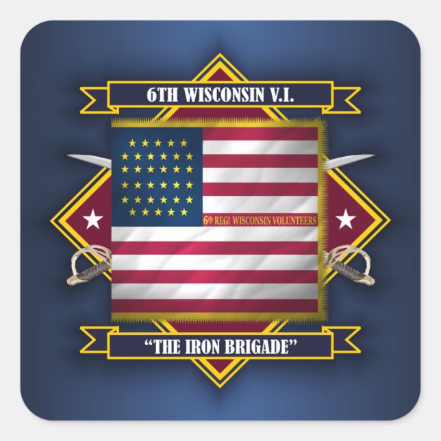 6th Wisconsin Volunteer Infantry Square Sticker (Front)