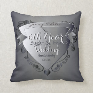 6th Year Wedding Anniversary Sugar and Iron Cushion