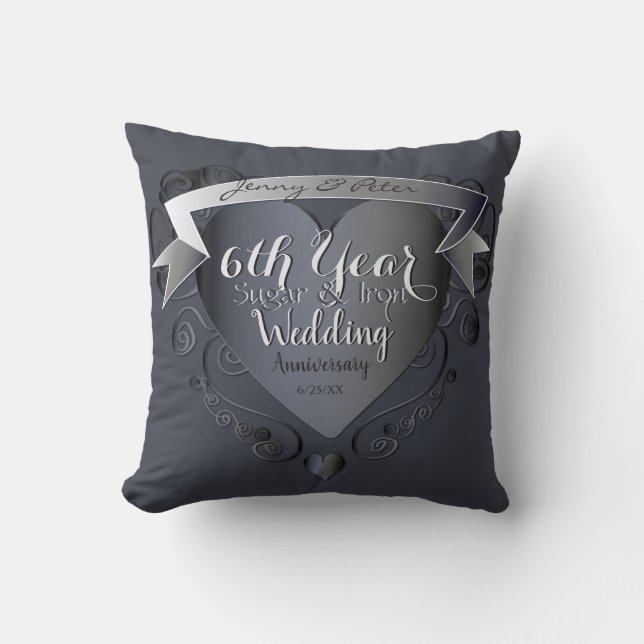 6th Year Wedding Anniversary Sugar and Iron+Photo Cushion (Front)