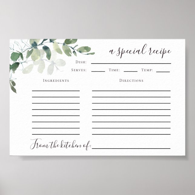 6x4 Eucalyptus Recipe Card Printable Download Poster (Front)