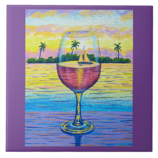 6x6 Tile,  A Glass of Wine, a World Away! Tile
