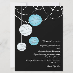 6x8 Aqua Blue Paper Lanterns Wedding Invite