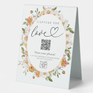 6x8 Photo sign floral wedding event QR code