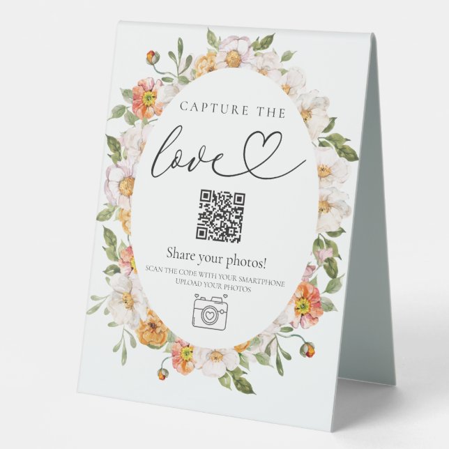 6x8 Photo sign floral wedding event QR code (Front)