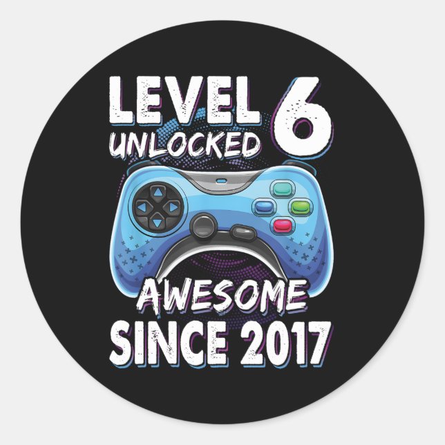 6Yr Bday Son Gamer 6Th 6 Classic Round Sticker (Front)