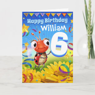 6yrs Custom birthday card Little Ladybug range