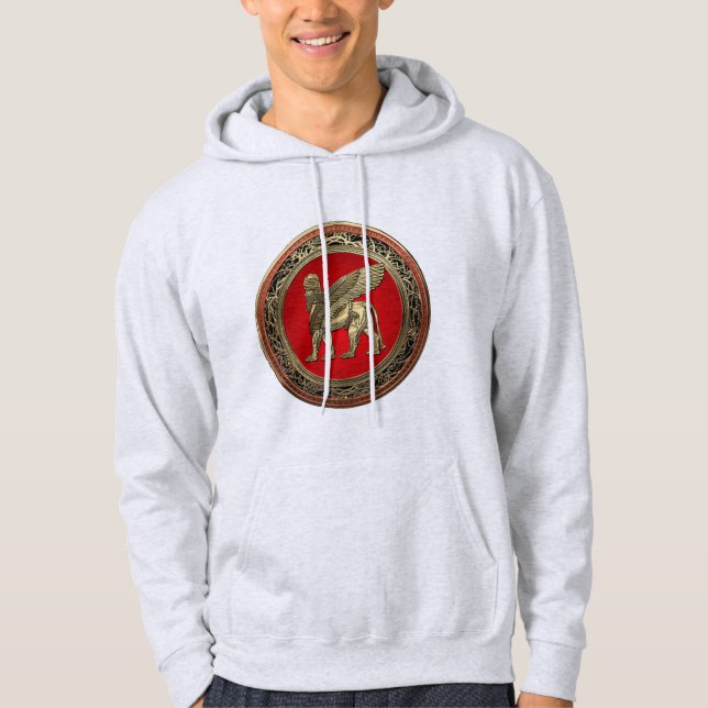 [700] Assyrian Winged Lion - Gold Lamassu Hoodie (Front)