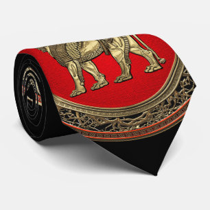 [700] Assyrian Winged Lion - Gold Lamassu Tie