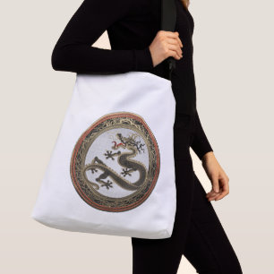 [700] Black and Gold Sacred Eastern Dragon Crossbody Bag
