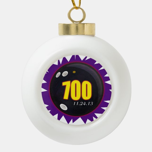 700 Bowling Series Ceramic Ball Christmas Ornament (Front)