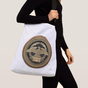 [700] Gold Roman Imperial Eagle on Gold Medallion Crossbody Bag