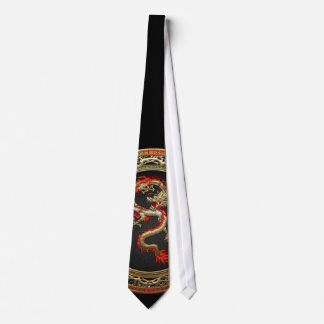 [700] Golden Chinese Dragon Fucanglong Tie