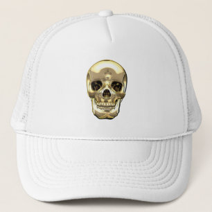 [700] Golden Human Skull Trucker Hat