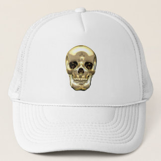 [700] Golden Human Skull Trucker Hat