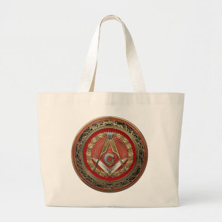 [700] Master Mason - Gold Square & Compasses Large Tote Bag