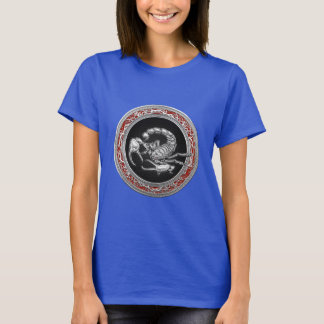 [700] Sacred Silver Scorpion on Black T-Shirt