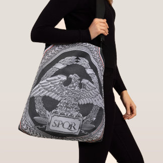 [700] Silver Roman Imperial Eagle over Medallion Crossbody Bag
