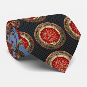 [700] Vegvisir - Viking Gold Magic Runic Compass Tie