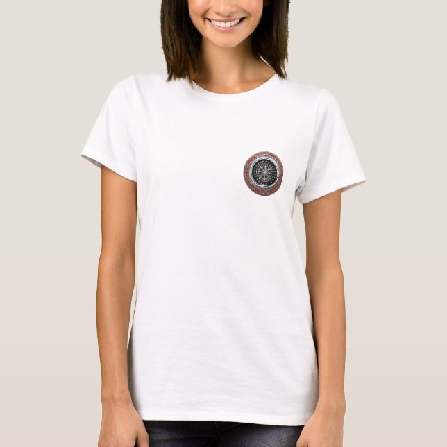 [700] Vegvisir - Viking Silver Magic Runic Compass T-Shirt (Front)