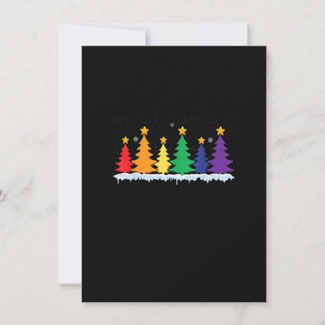 702p LGBT Flag Christmas Tree Merry Xmas Gay LGBT  Invitation (Front)