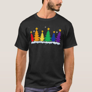 702p LGBT Flag Christmas Tree Merry Xmas Gay LGBT T-Shirt