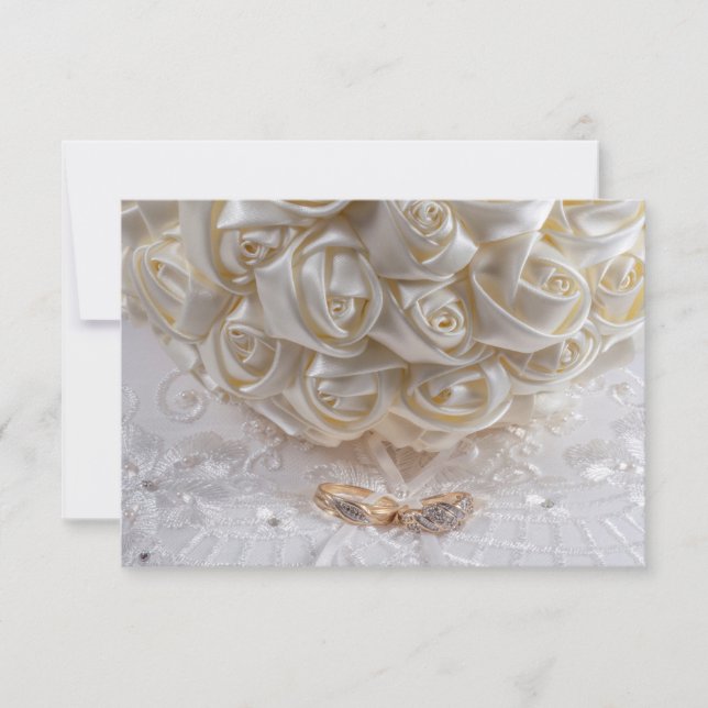 7060-Bridal Bouquet with Wedding Rings Invitation (Front)