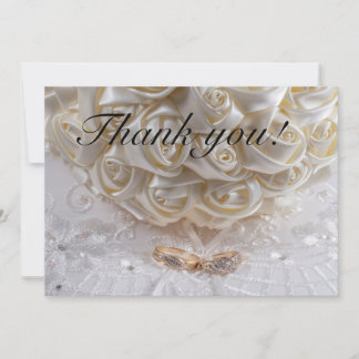 7060-Bridal Bouquet with Wedding Rings Thank You Card