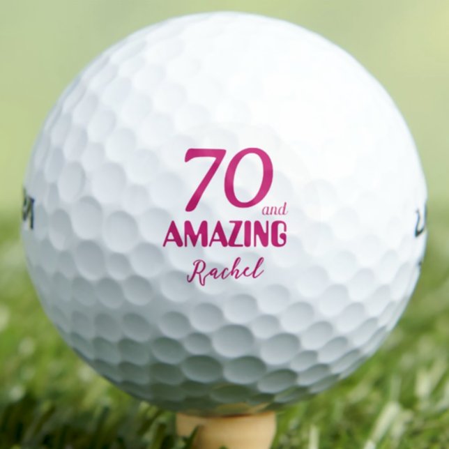 70 and Amazing Friend Gift – Pink 70th Birthday Golf Balls (Creator Uploaded)