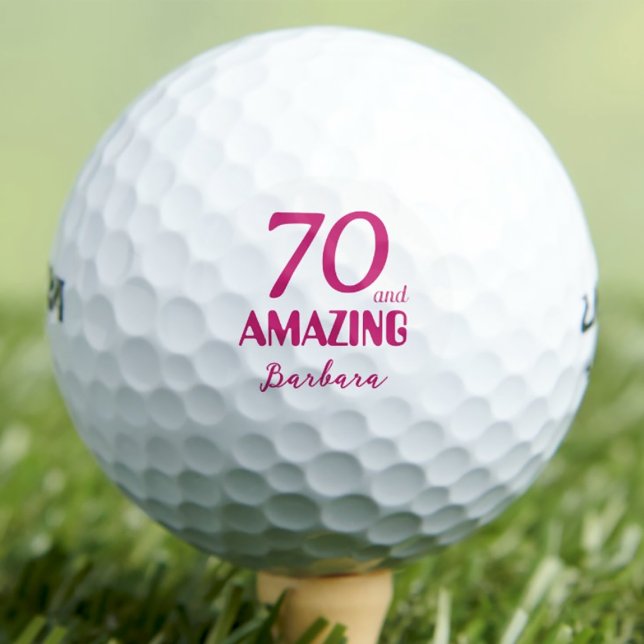 70 and Amazing Mum Gift – Pink 70th Birthday Golf Balls (Creator Uploaded)