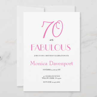 70 and Fabulous 70th Birthday Party Invitation