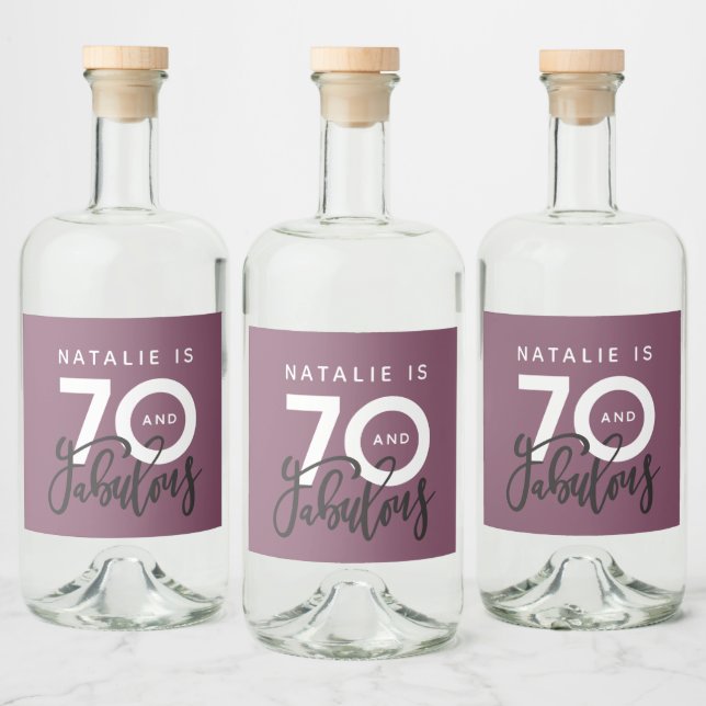 70 and fabulous birthday party label (Bottles)