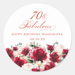 70 and Fabulous Birthday Personalised Custom Classic Round Sticker