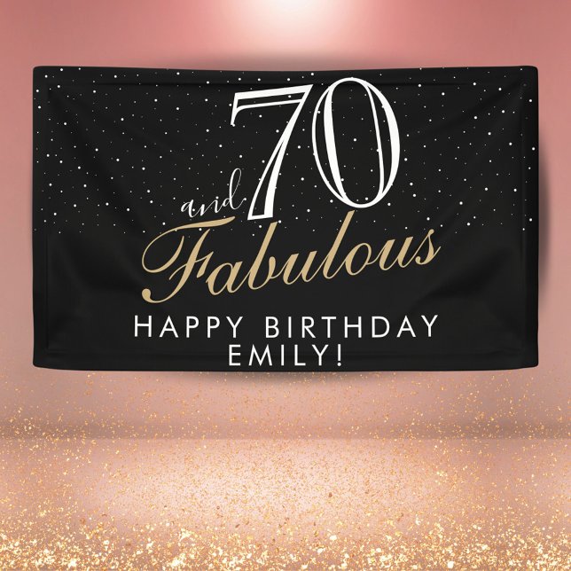 70 and Fabulous Black Elegant 70th Birthday Banner (Creator Uploaded)