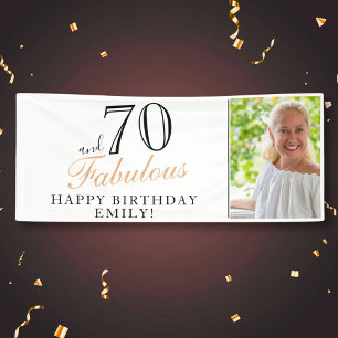 70 and Fabulous Elegant 70th Birthday Photo Banner