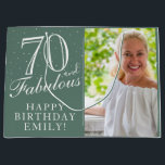 70 and Fabulous Elegant 70th Birthday Photo Large Gift Bag<br><div class="desc">Personalised 70 and Fabulous Elegant 70th Birthday Photo Gift Bag. 70 and fabulous text in trendy script with a name. Personalise it with your photo,  name and age. It`s a great personalised photo gift bag for a woman`s birthday.</div>