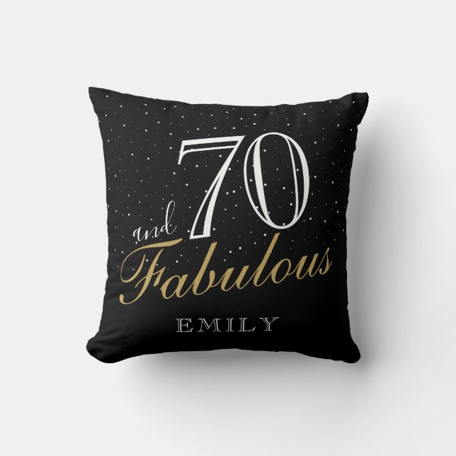 70 and Fabulous Elegant Black 70th Birthday Cushion (Front)