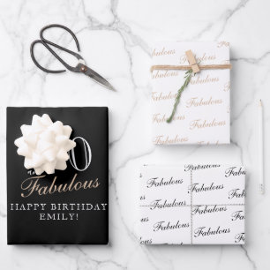 70 and Fabulous Elegant Black 70th Birthday  Wrapping Paper Sheet