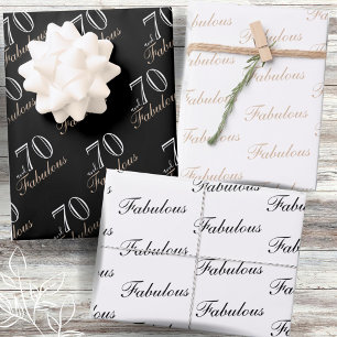 70 and Fabulous Elegant Black 70th Birthday Wrapping Paper Sheet