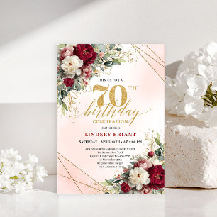 70 and Fabulous Elegant Gold Birthday Invitation