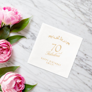 70 and Fabulous Elegant Ornament 70th Birthday Foil Napkins