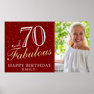 70 and Fabulous Elegant Red 70th Birthday Photo  Poster