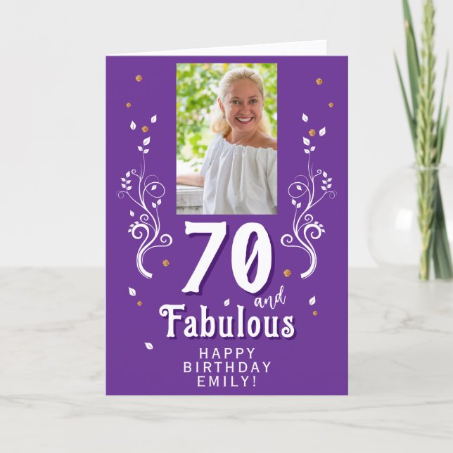 70 and Fabulous Foliage 70th Birthday Photo  Card (Front)