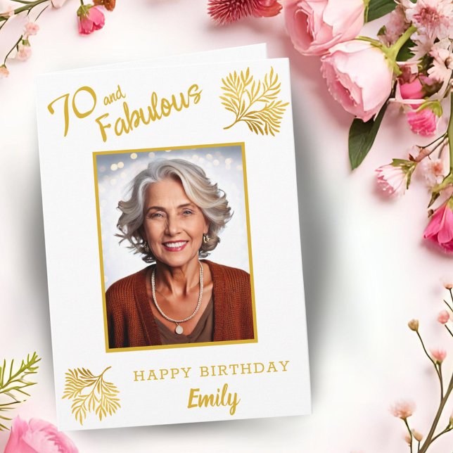 70 and Fabulous Gold Foliage 70th Birthday Card (Creator Uploaded)