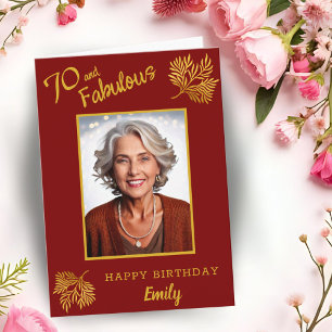 70 and Fabulous Gold Foliage 70th Birthday Card
